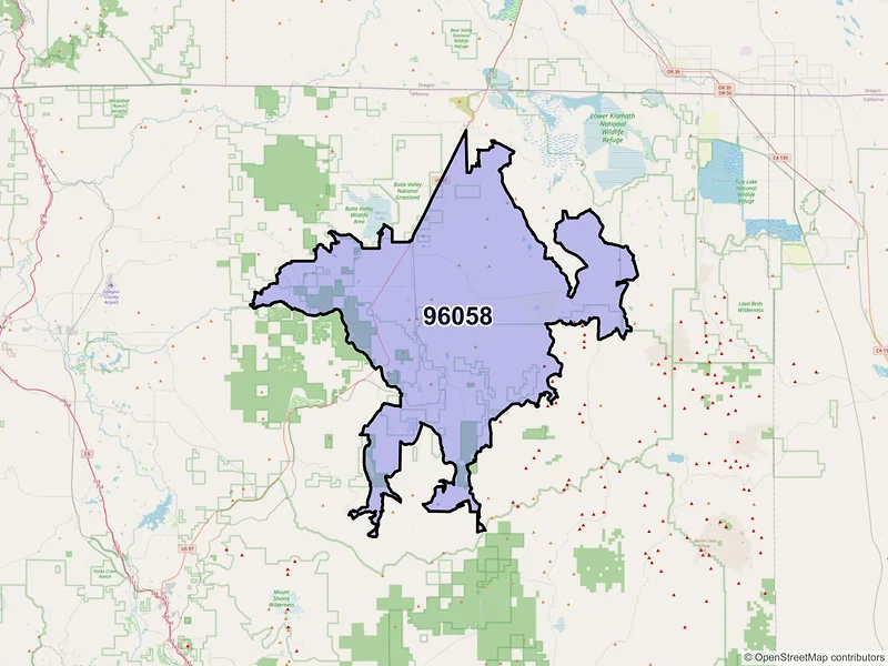 Map of ZIP Code 96058 — Macdoel, CA