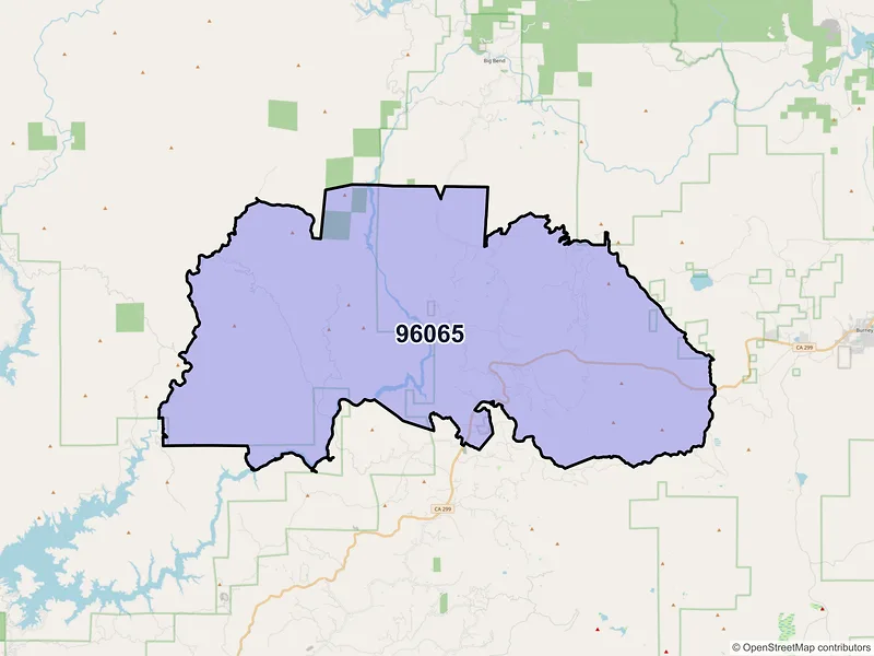 Map of ZIP Code 96065 — Montgomery Creek, CA