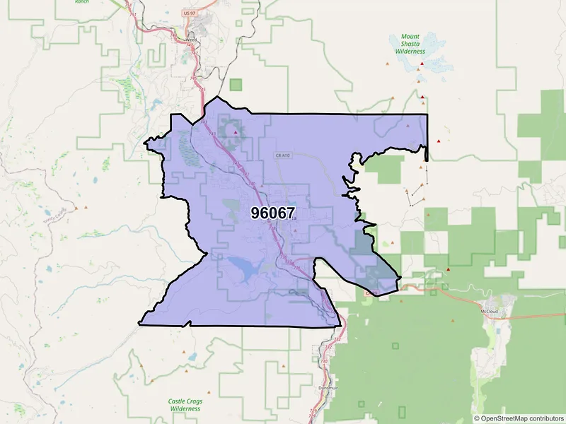 Map of ZIP Code 96067 — Mount Shasta, CA