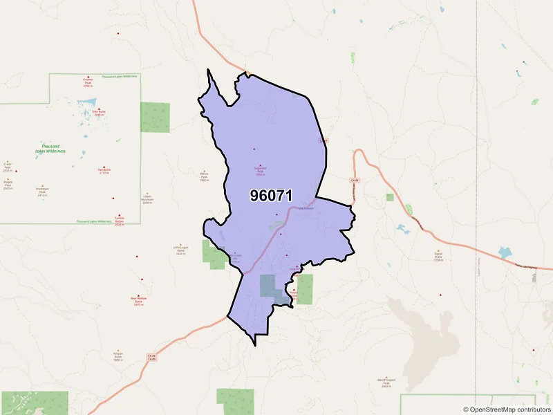 Map of ZIP Code 96071 — Old Station, CA