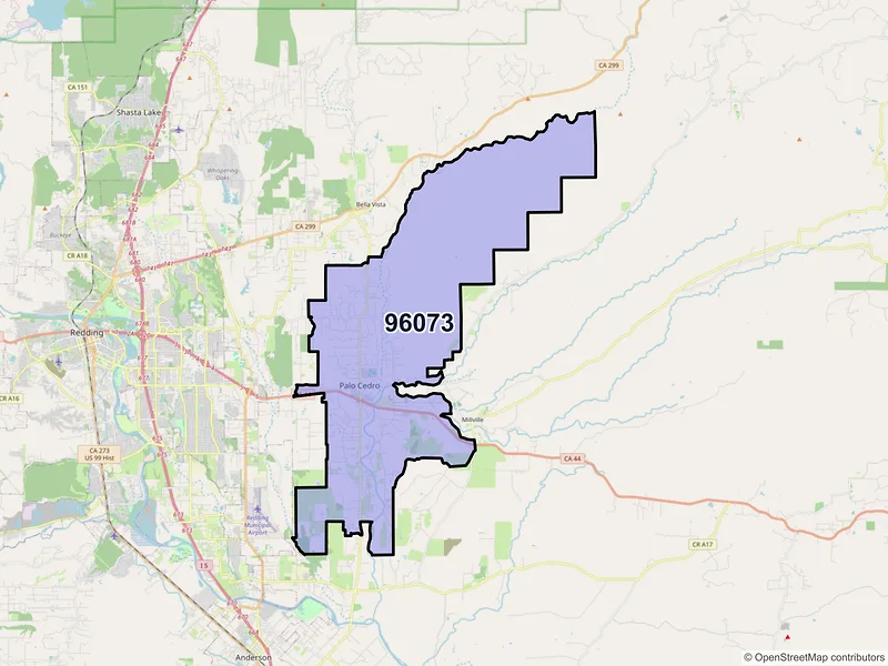 Map of ZIP Code 96073 — Palo Cedro, CA