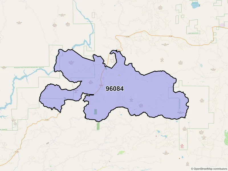 Map of Round Mountain, California and ZIP codes