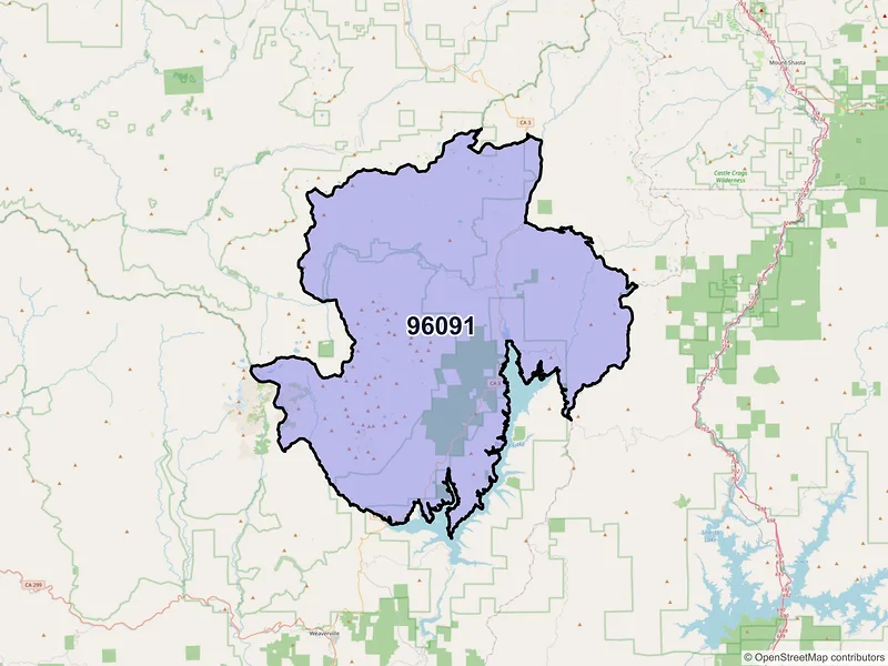 Map of ZIP Code 96091 — Trinity Center, CA