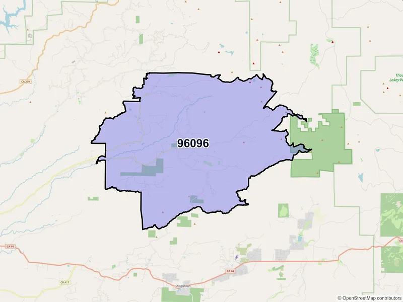 Map of ZIP Code 96096 — Whitmore, CA