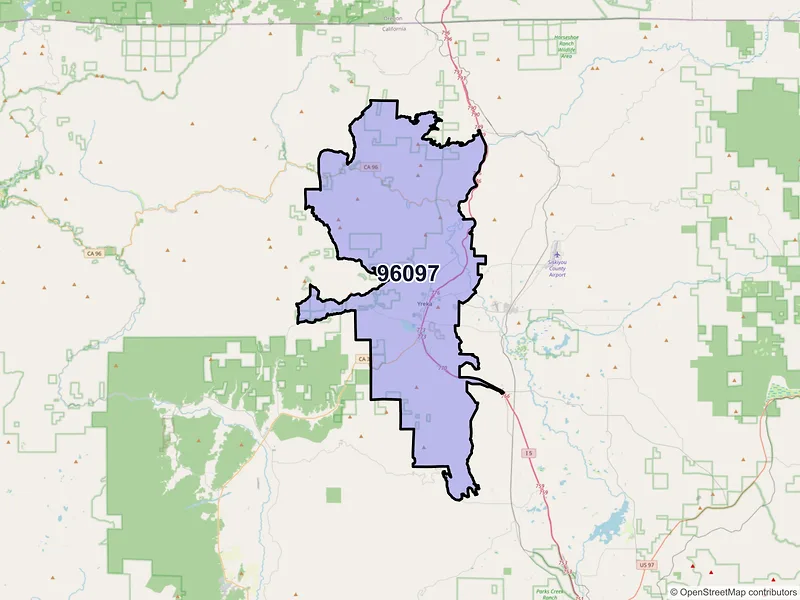 Map of ZIP Code 96097 — Yreka, CA