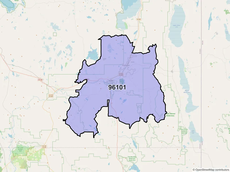 Map of ZIP Code 96101 — Alturas, CA