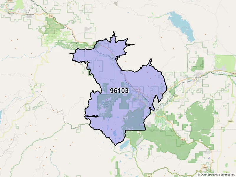 Map of ZIP Code 96103 — Blairsden Graeagle, CA