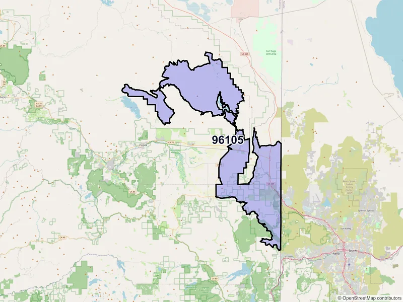 Map of ZIP Code 96105 — Chilcoot, CA