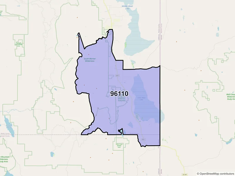 Map of Eagleville, California and ZIP codes
