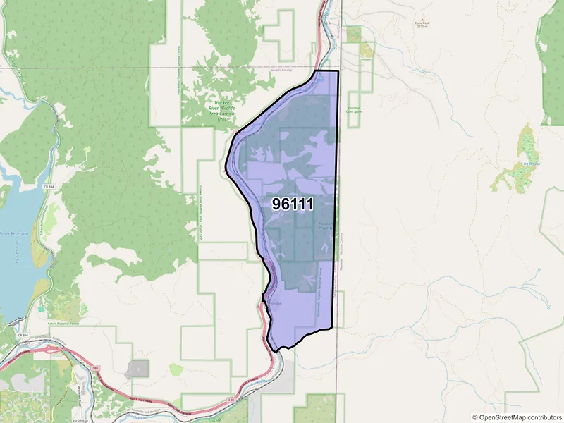 Map of Floriston, California and ZIP codes
