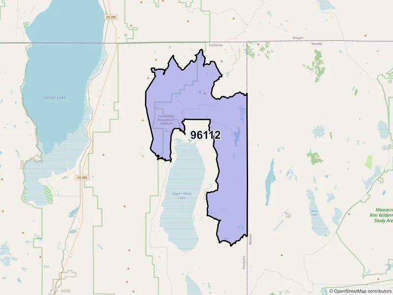 Map of ZIP Code 96112 — Fort Bidwell, CA