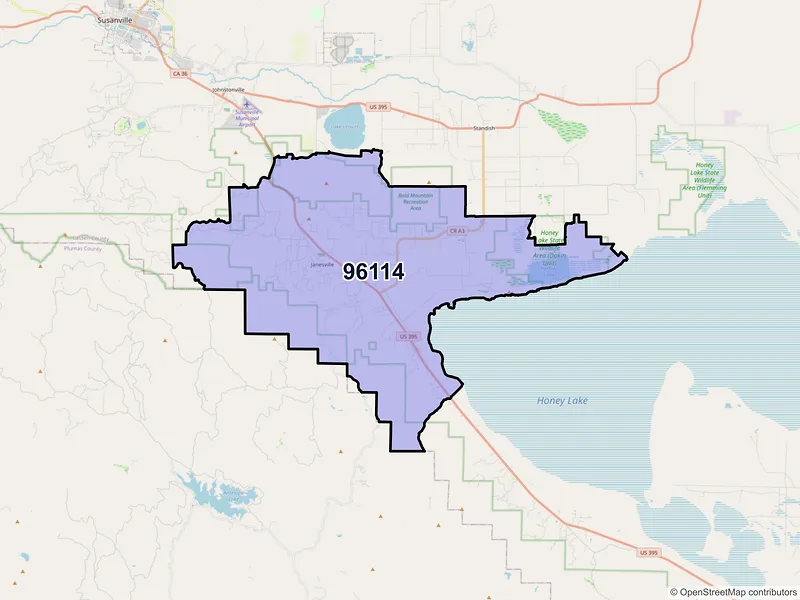 Map of ZIP Code 96114 — Janesville, CA