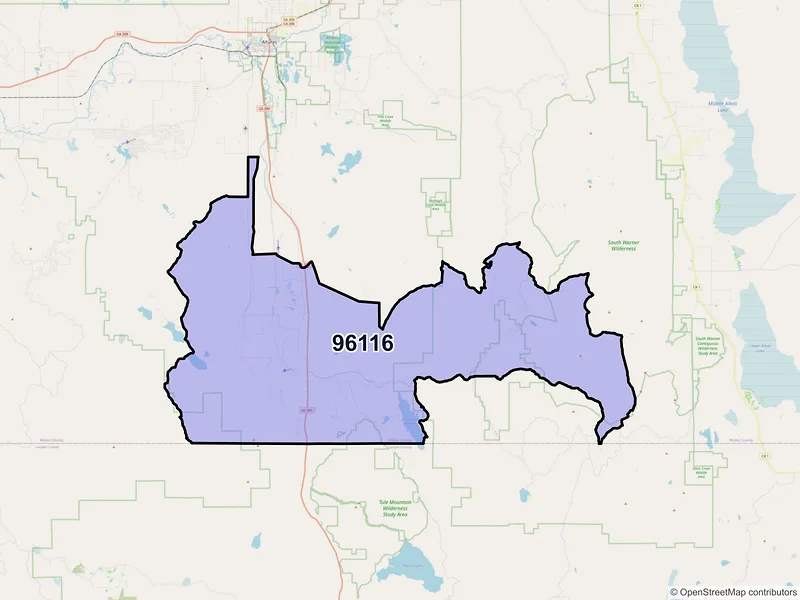Map of Likely, California and ZIP codes