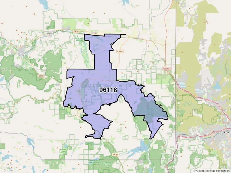 Map of ZIP Code 96118 — Loyalton, CA