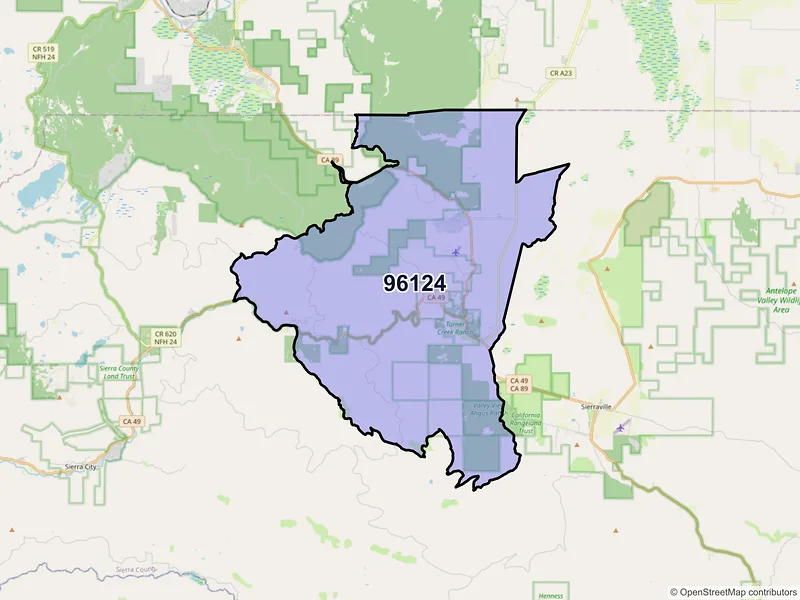 Map of ZIP Code 96124 — Calpine, CA