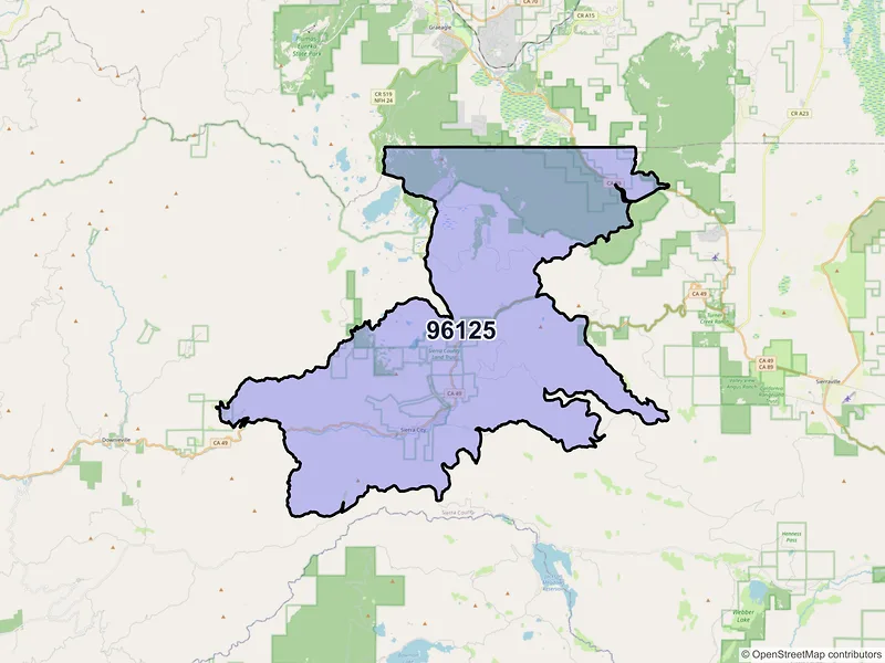 Map of ZIP Code 96125 — Sierra City, CA