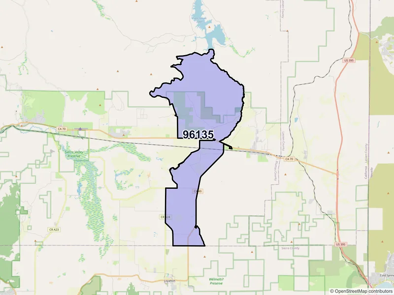 Map of Vinton, California and ZIP codes