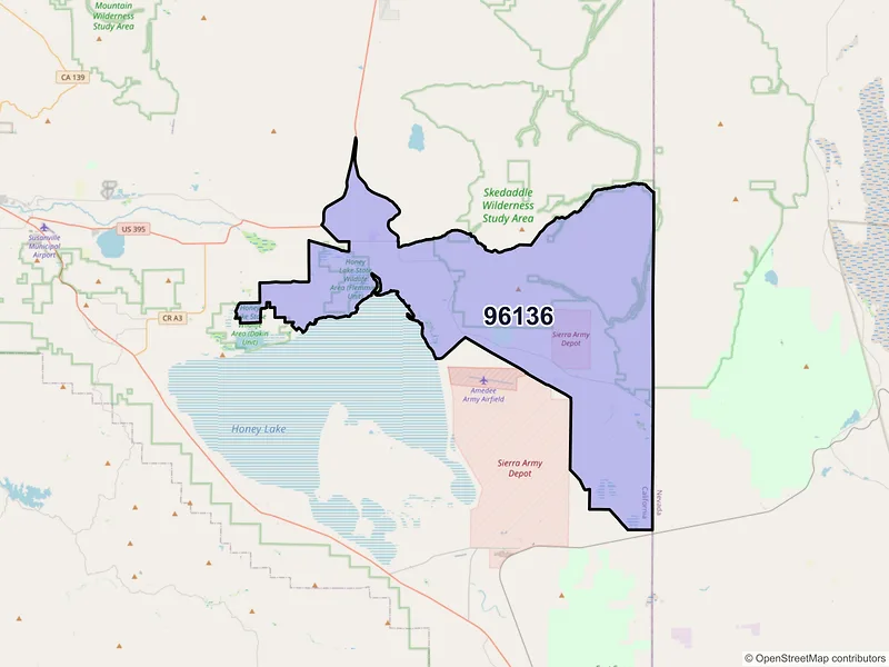 Map of ZIP Code 96136 — Wendel, CA