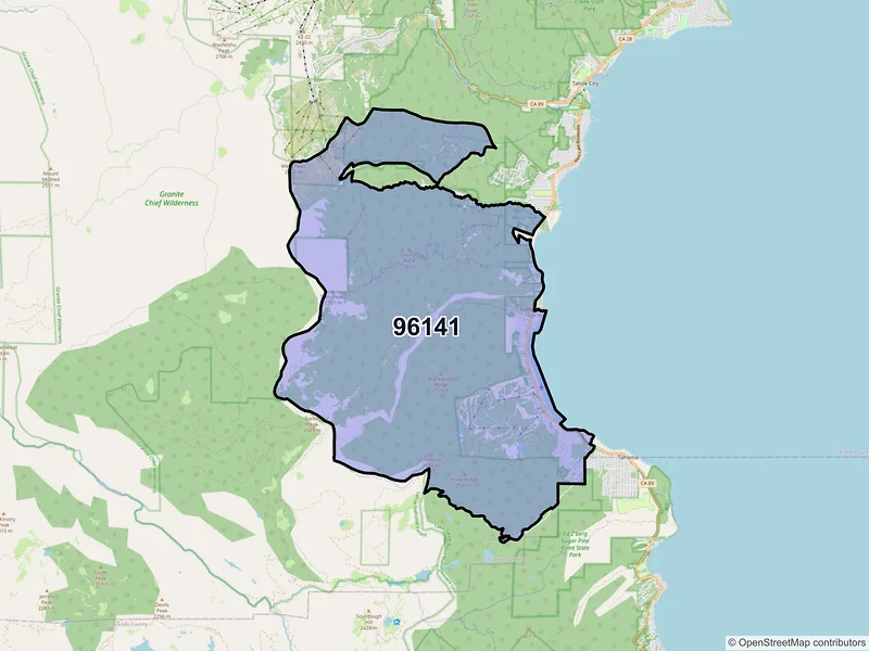 Map of Homewood, California and ZIP codes