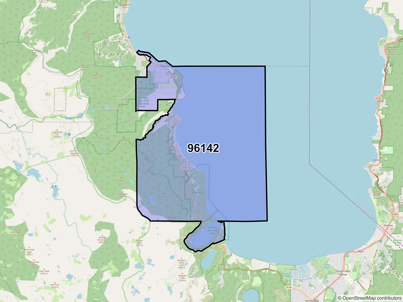 Map of Tahoma, California and ZIP codes