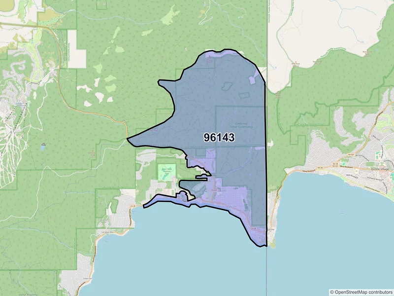 Map of Kings Beach, California and ZIP codes