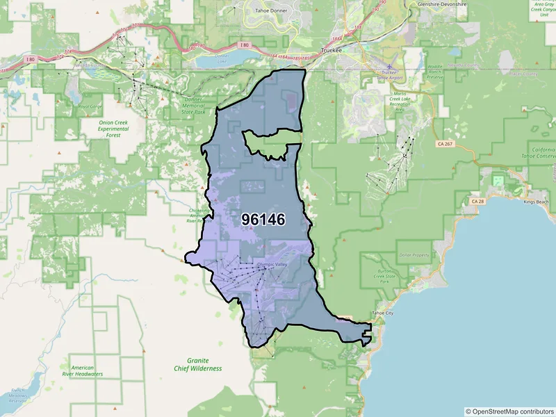 Map of ZIP Code 96146 — Olympic Valley, CA