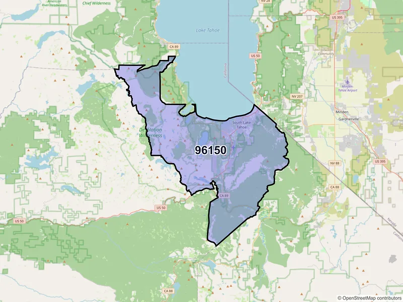 Map of ZIP Code 96150 — South Lake Tahoe, CA