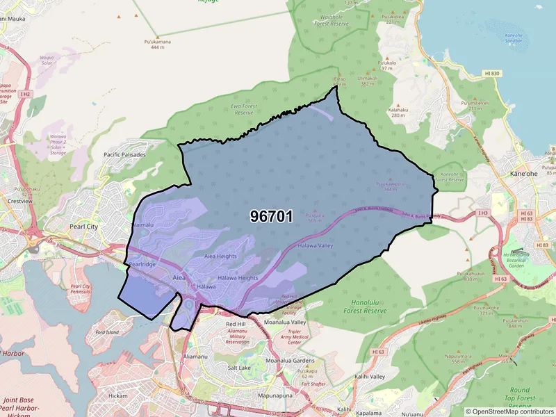Map of ZIP Code 96701 — Aiea, HI
