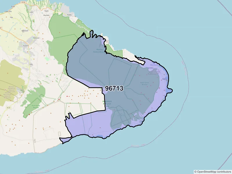 Map of ZIP Code 96713 — Hana, HI