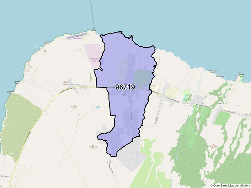 Map of Hawi, Hawaii and ZIP codes