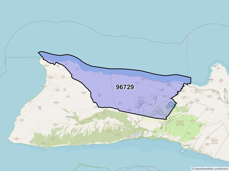 Map of Hoolehua, Hawaii and ZIP codes