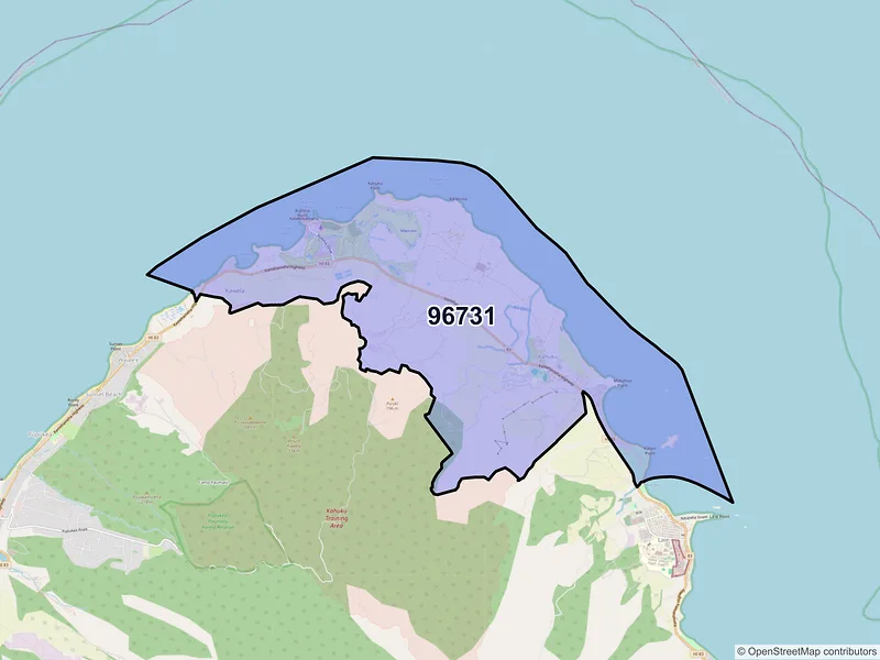 Map of Kahuku, Hawaii and ZIP codes