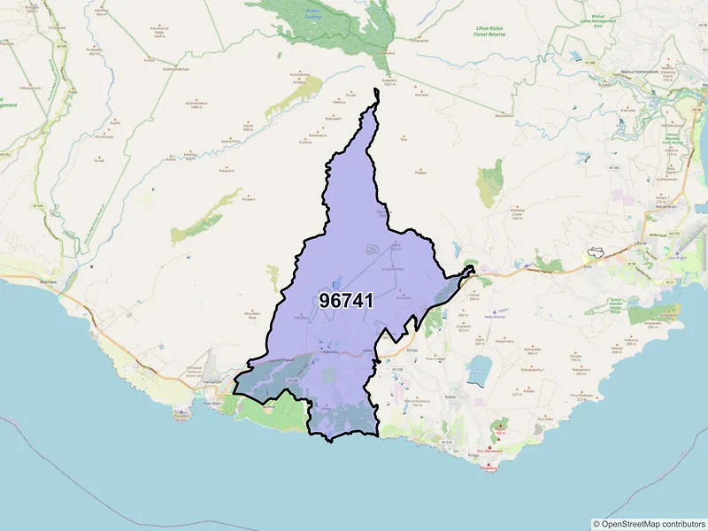 Map of ZIP Code 96741 — Kalaheo, HI