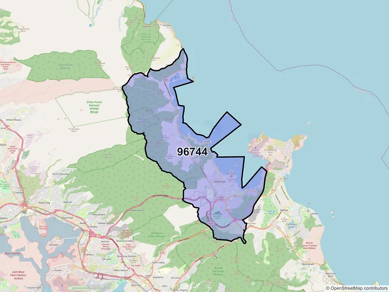 Map of ZIP Code 96744 — Kaneohe, HI
