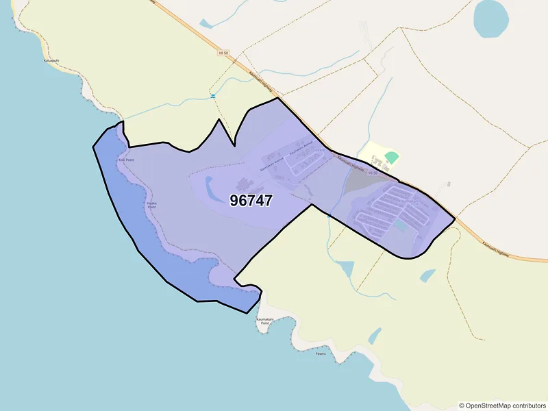 Map of Kaumakani, Hawaii and ZIP codes