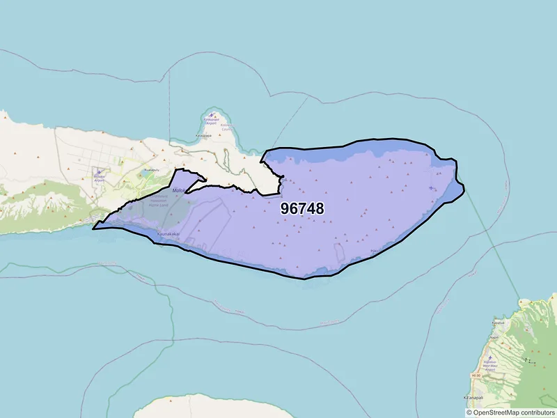 Map of ZIP Code 96748 — Kaunakakai, HI