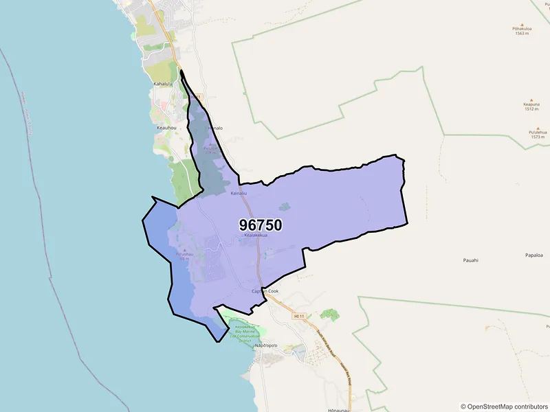 Map of ZIP Code 96750 — Kealakekua, HI