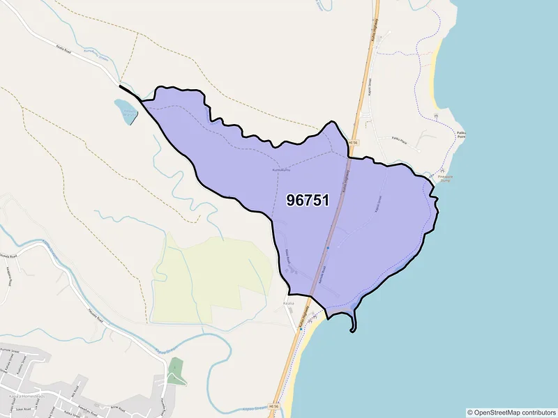 Map of Kealia, Hawaii and ZIP codes