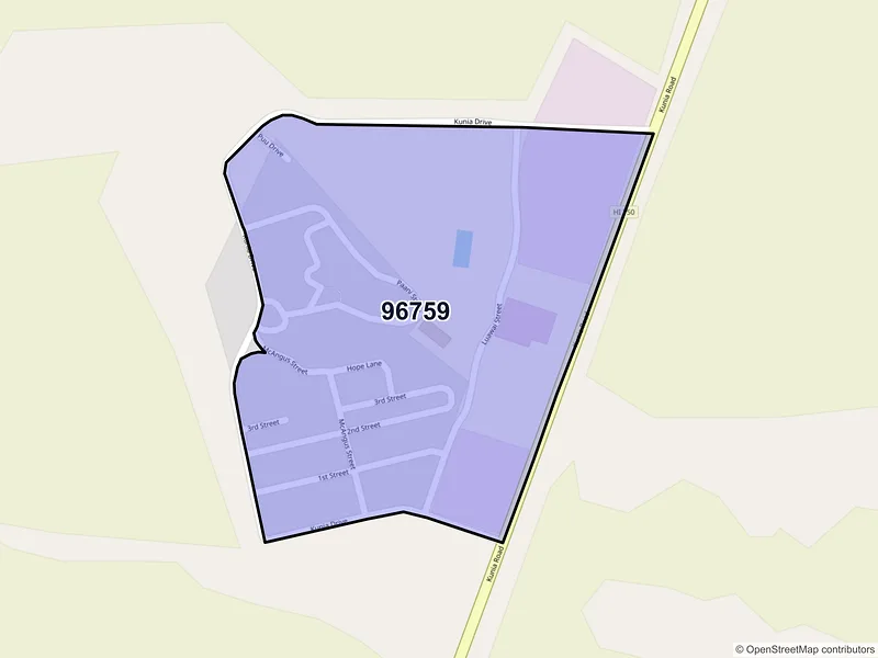 Map of Kunia, Hawaii and ZIP codes