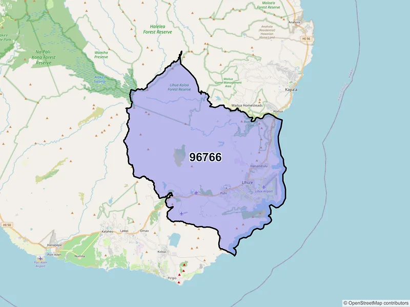 Map of ZIP Code 96766 — Lihue, HI
