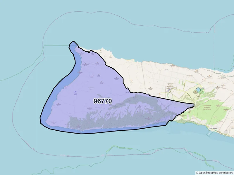 Map of Maunaloa, Hawaii and ZIP codes