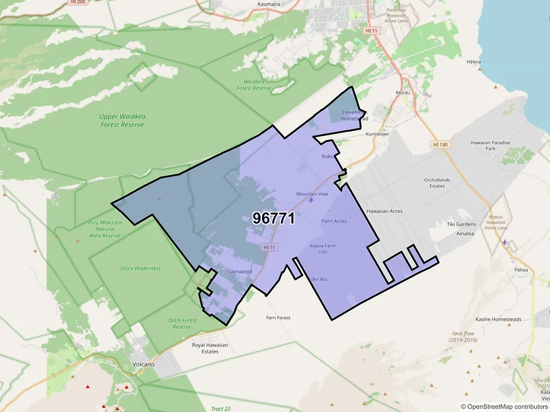 Map of ZIP Code 96771 — Mountain View, HI