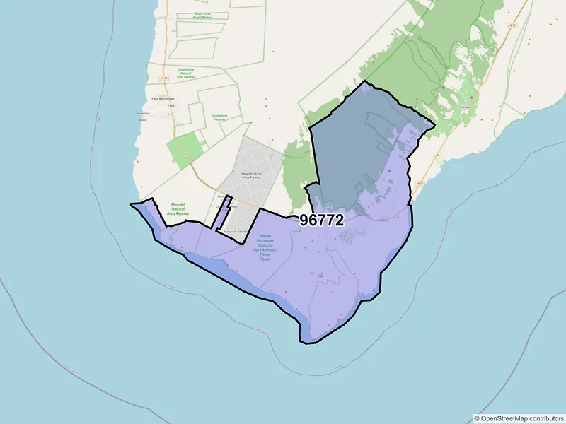 Map of Naalehu, Hawaii and ZIP codes