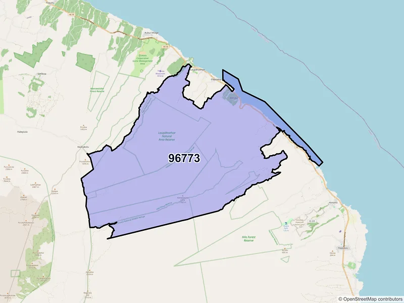 Map of Ninole, Hawaii and ZIP codes
