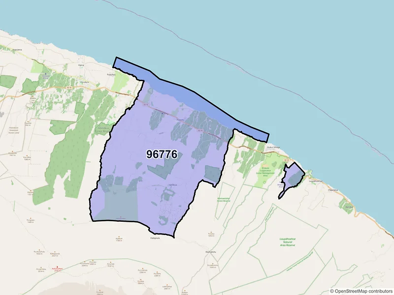 Map of Paauilo, Hawaii and ZIP codes