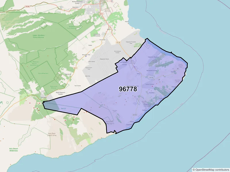 Map of ZIP Code 96778 — Pahoa, HI