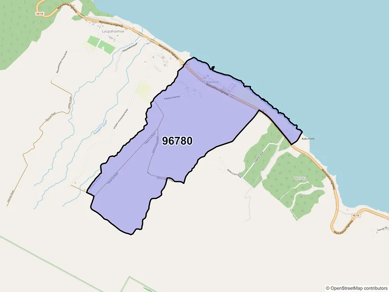Map of Papaaloa, Hawaii and ZIP codes