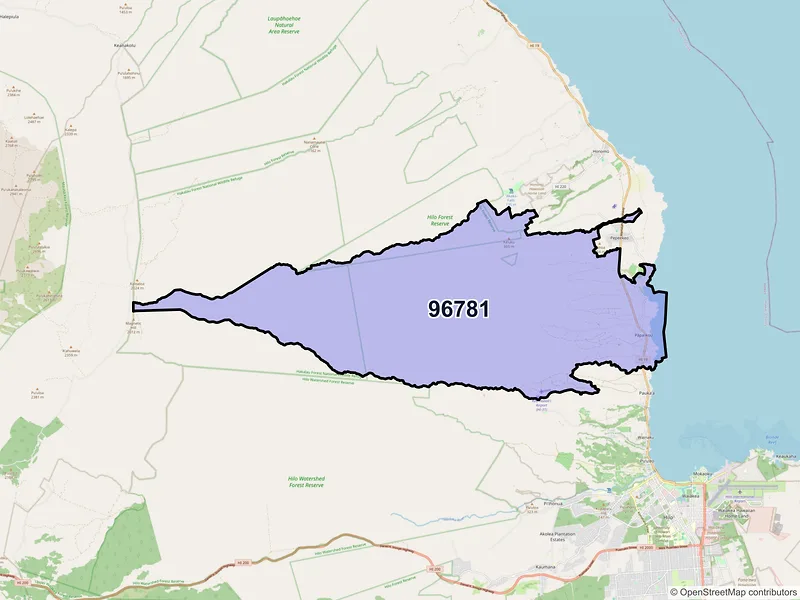 Map of ZIP Code 96781 — Papaikou, HI