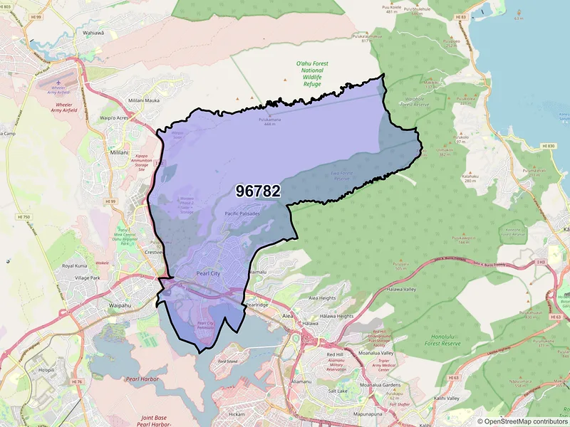 Map of ZIP Code 96782 — Pearl City, HI