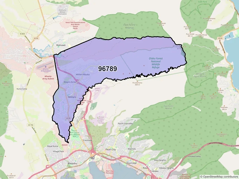 Map of ZIP Code 96789 — Mililani, HI